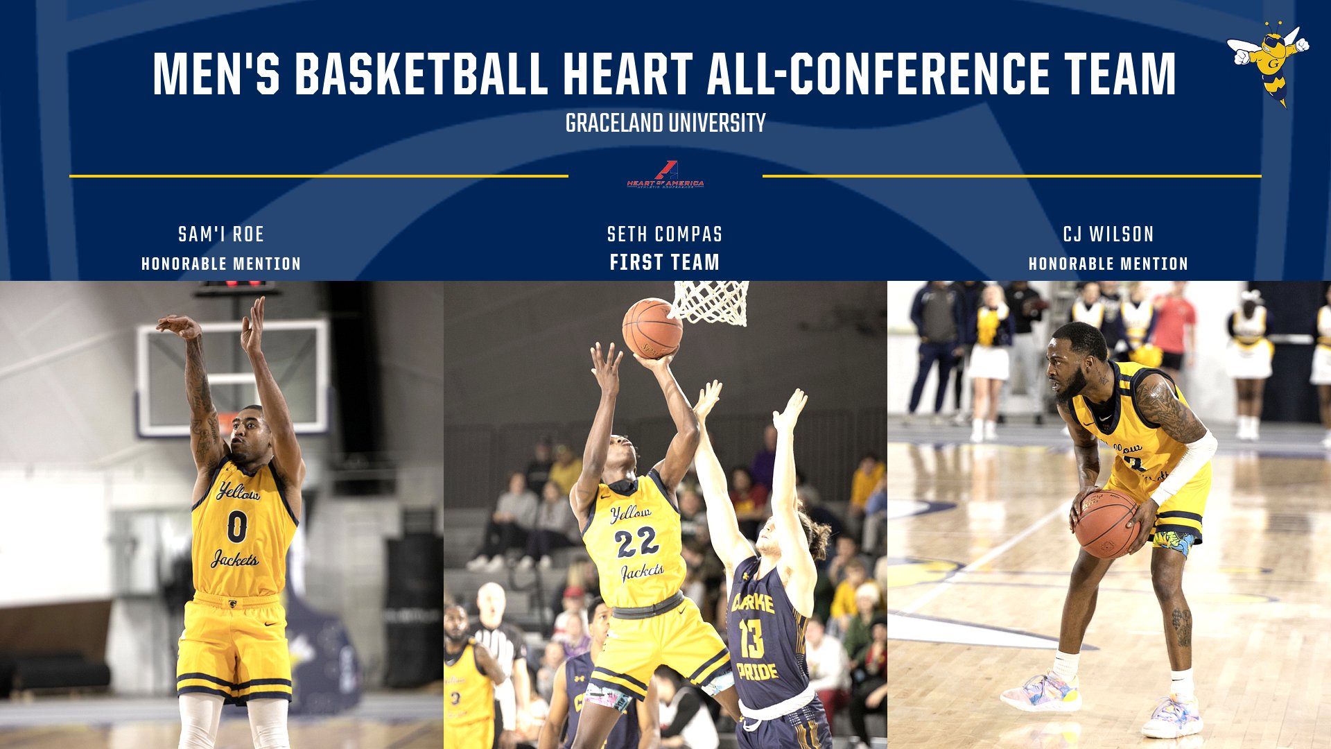 Three Named to the 2023 Heart Men's Basketball All-Conference List