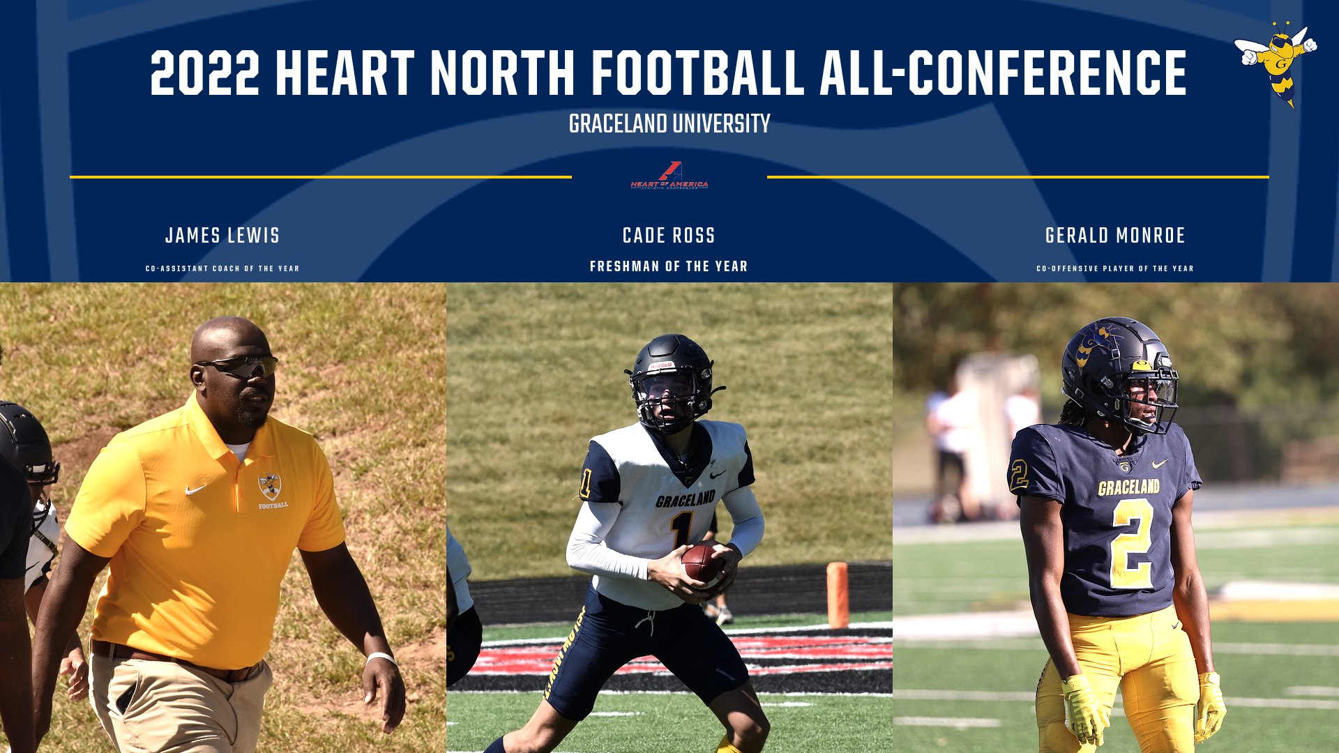 Lewis, Ross and Monroe Earn 2022 Heart North Football All-Conference Awards