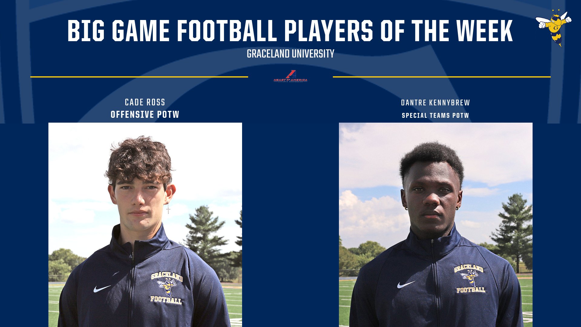 Ross and Kennybrew Named to the First Big Game Football Player of the Week Awards of 2023