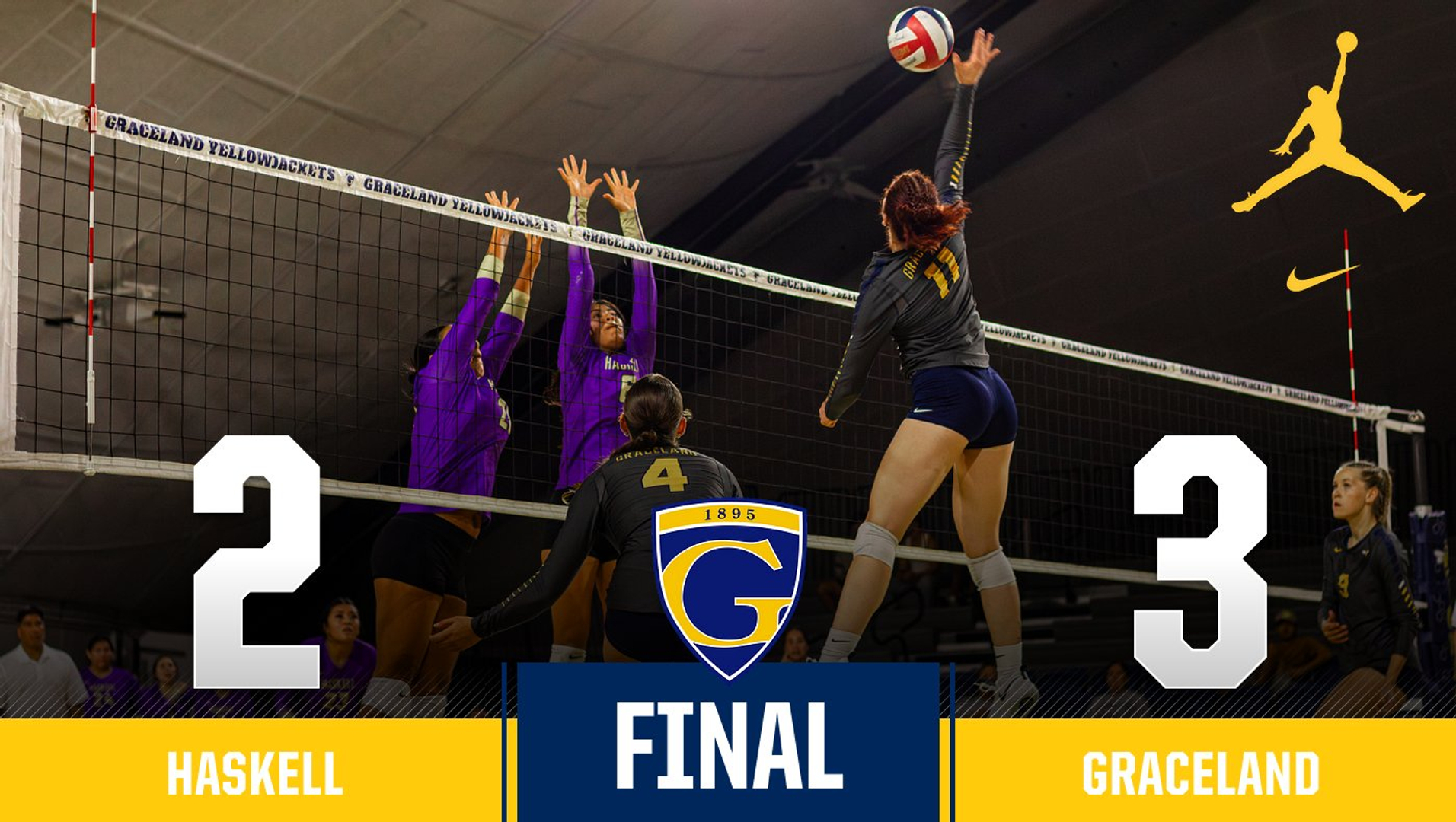 Graceland Volleyball Secures Five-Set Win Over Haskell